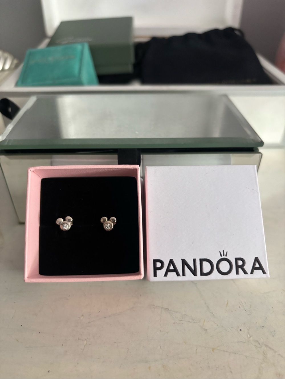 Disney Pandora Mickey Mouse head silhouette stud earrings